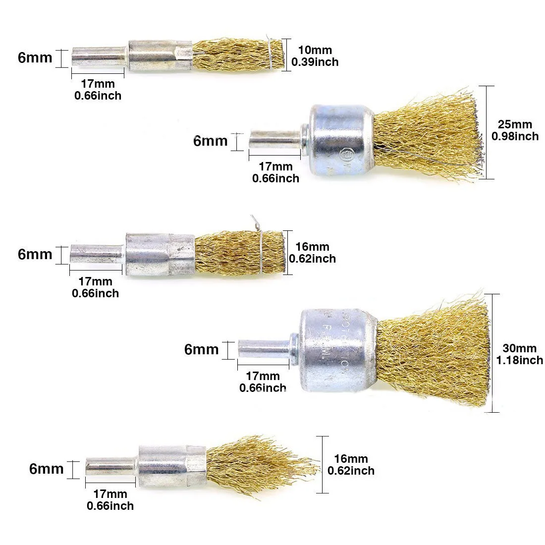 Набор щеток из витой стальной проволоки и кружек, 9 шт., с латунным покрытием, Набор щеток для чашек, 1/4 дюйма, набор железная проволока с хвостовиком