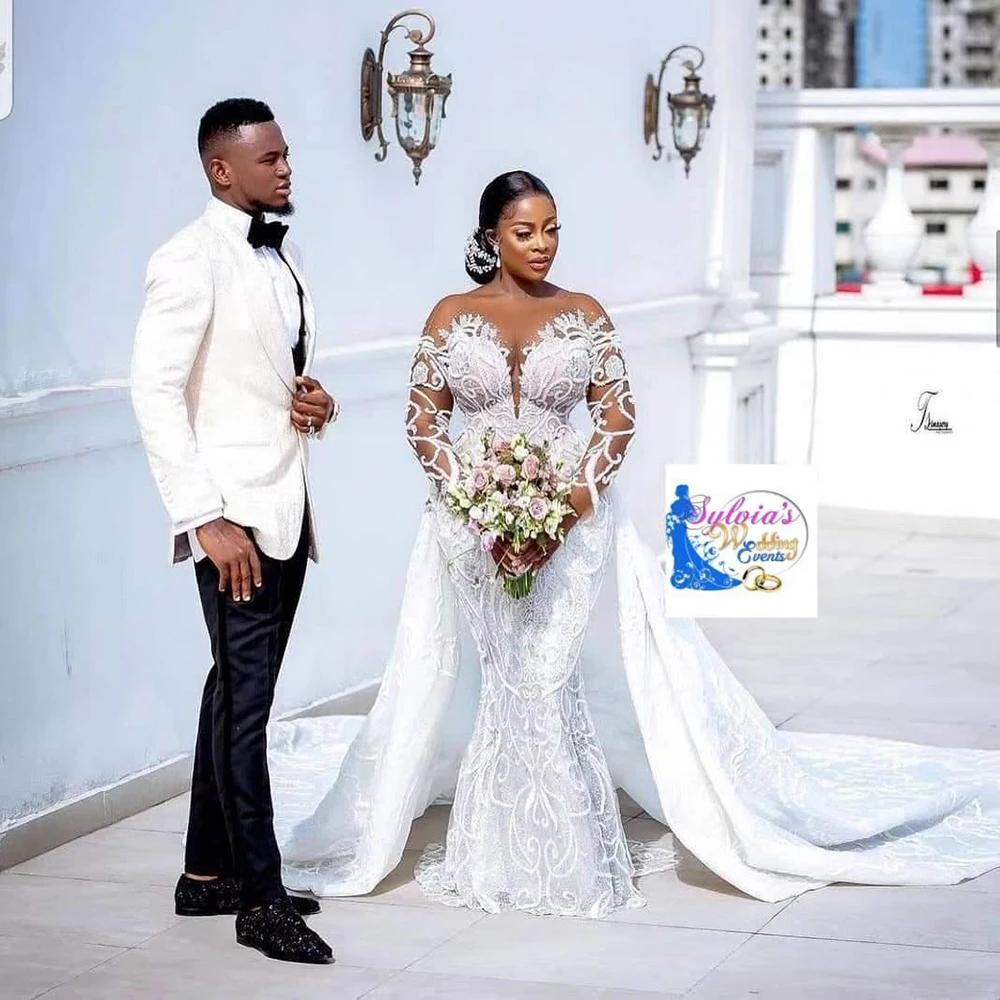 New Design Beading Wedding Dresses Long Sleeve Sheath Bridal Gowns With  Detachable Tail - Buy South Africa Wedding Dress,Nigeria Wedding Dress,Africa  Wedding Gown Product on Alibaba.com