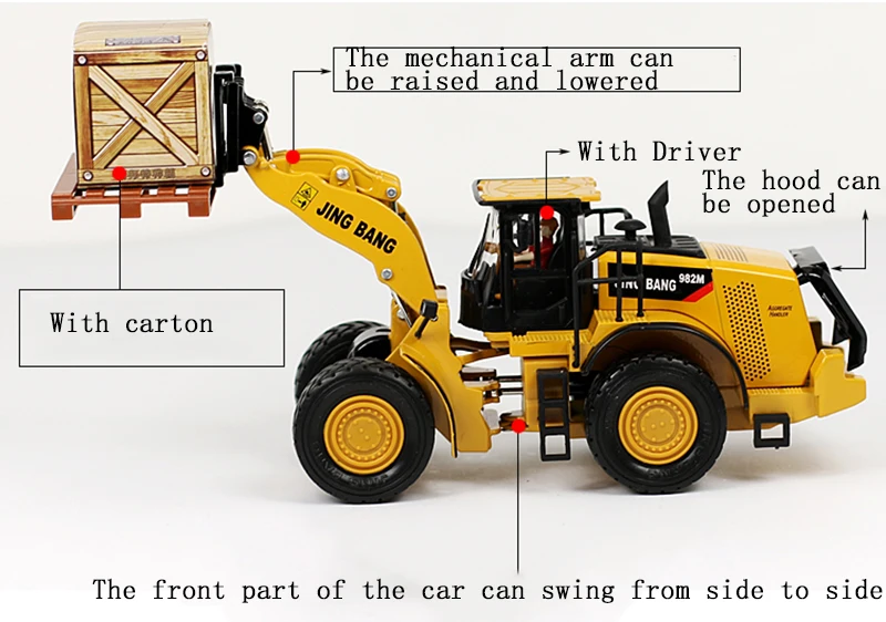 1:50 Scale Metal Forklift Fork Lift Truck Die Cast Model Toy Yellow ...