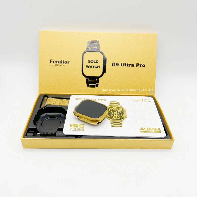 Newly Launched Latest Smartwatch G9 Ultra Pro With 3 Straps Pure Gold ...