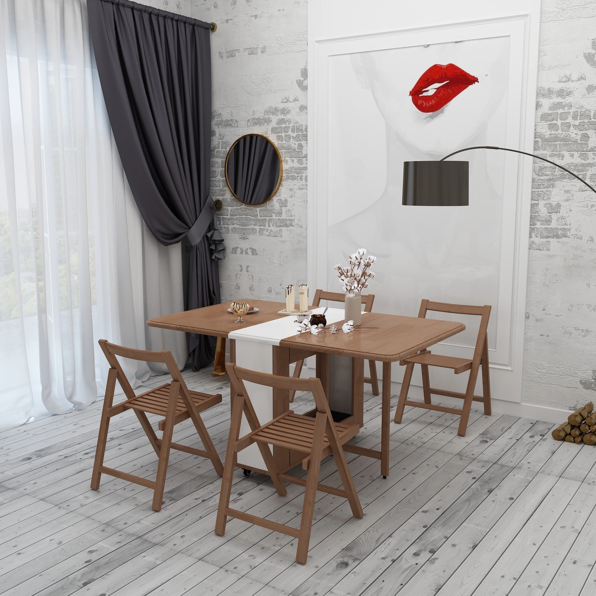 Wooden Folding Dining Set - Solid Wood Dining Table & Chairs for Modern ...