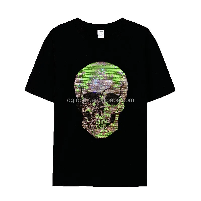 Free sample t-shirt sticker heat transfer lovely cheer ready design strass rhinestone transfer