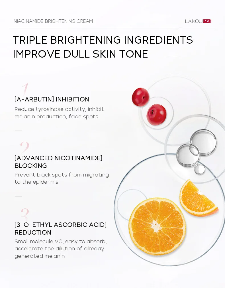 LAIKOU Skin Care Moisturizing Nourishing Firming Niacinamide Whitening Brightening Face Cream 30g