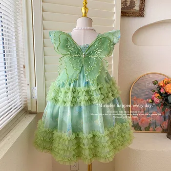 Girls dress 2024 Summer children's dress sling princess dress baby skirt
