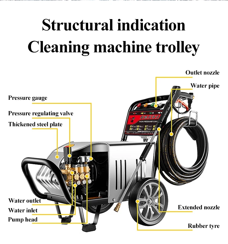 Dual purpose lightweight 380v high pressure washer High pressure washer Small trailer washer