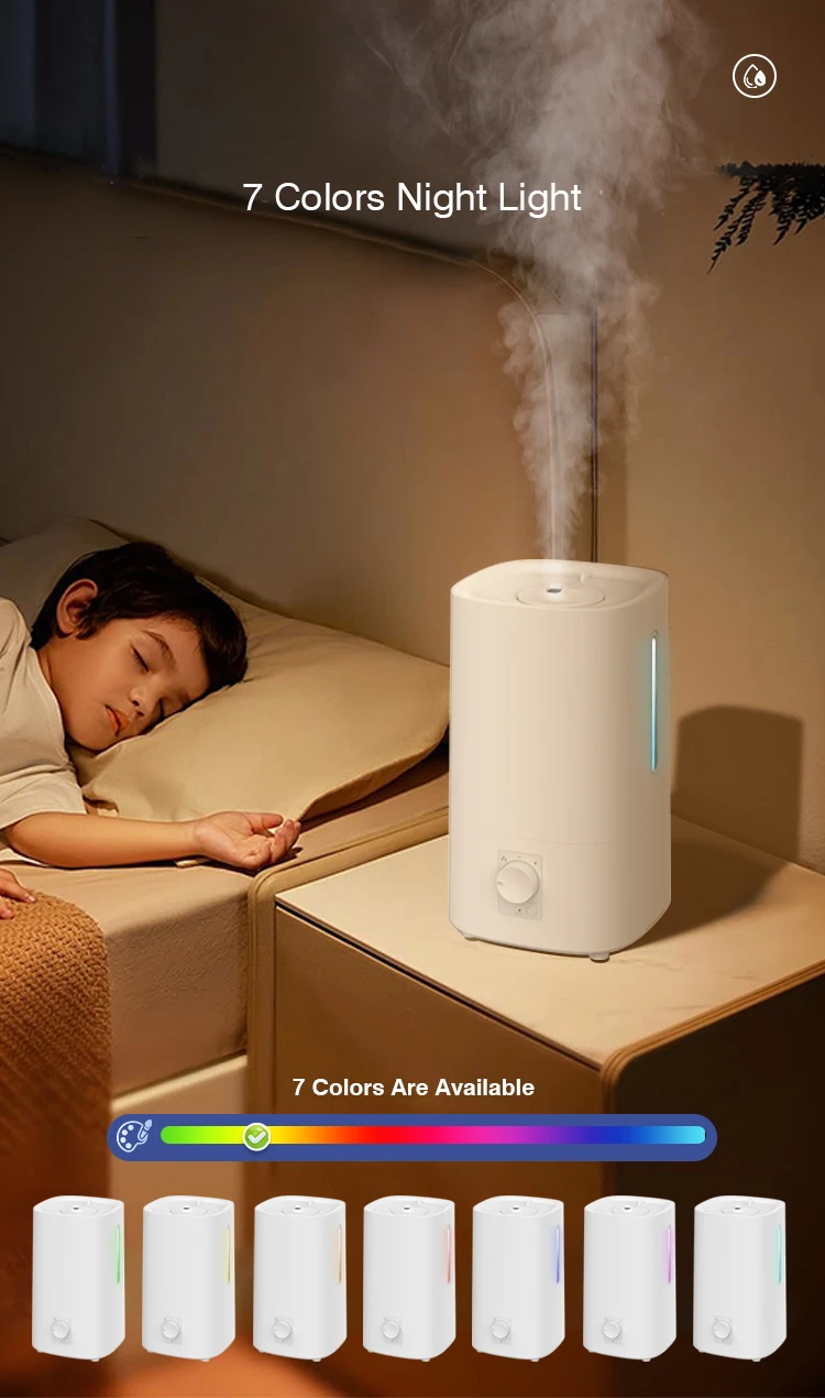 RUNAL 4L Large Capacity Top Fill Water Desk Cool Mist Maker Ultrasonic Air Humidifier for Bedroom