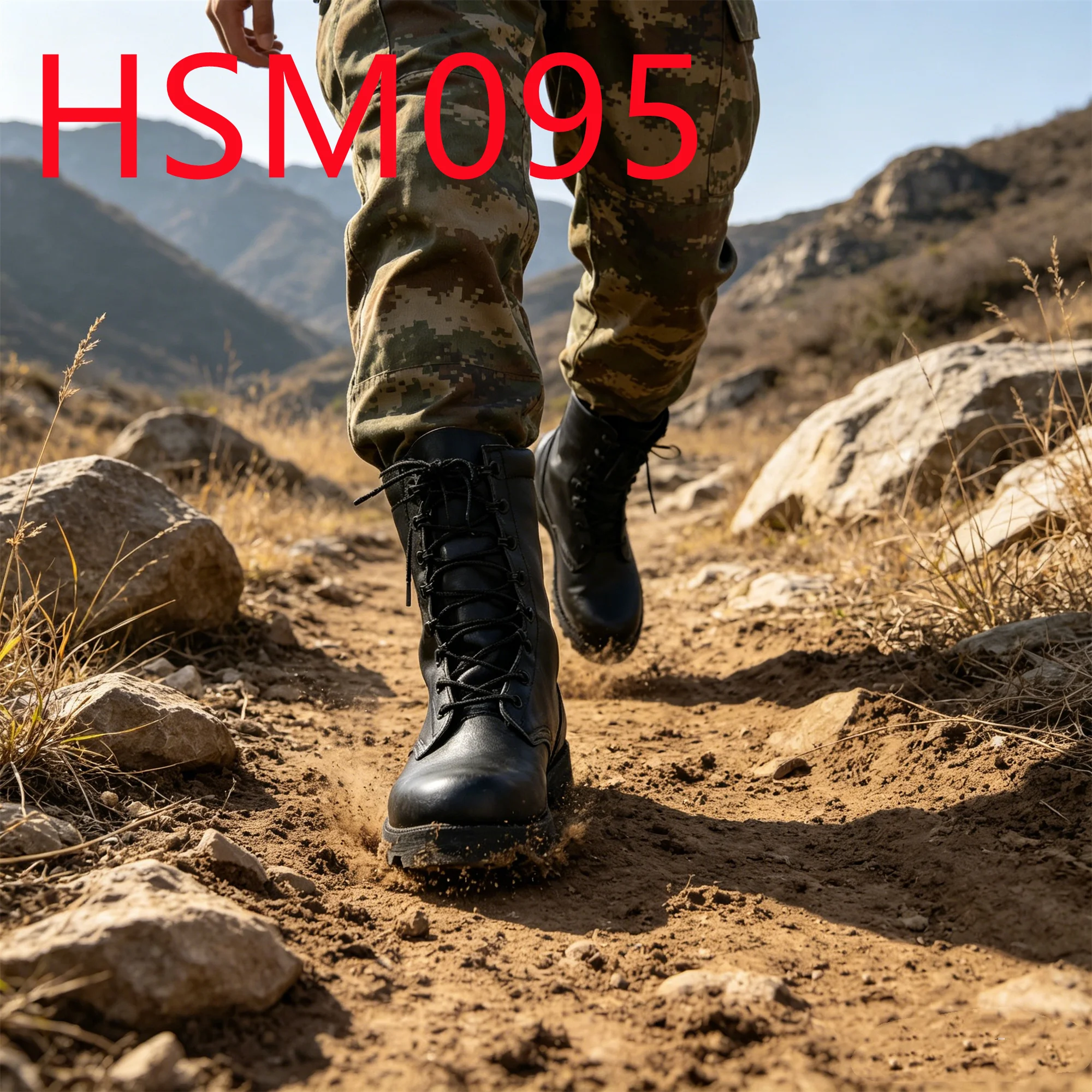 HY, Bottes de combat pour randonnée côtière avec excellente adhérence au sol, bottes tactiques pour entraînement physique en cuir bovin entier naturel, modèle HSM095