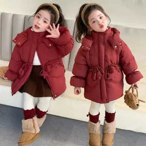 Customized Girls Cinnabar Red Five-pointed Star Coat Autumn Winter Children's Casual Thickened 100% Cotton Clothes for Kids
