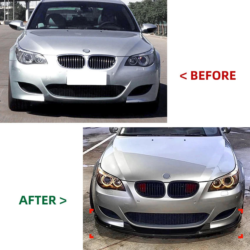 AMP-Z E60 Auto Body Modification Kits Front Lip for BMW 5 Series E60 E61 M5 Sport 2005-2010 Gloss Black Car Accessories