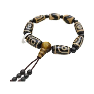 Vintage Party Agate Beaded Bracelet with Elastic Rope for Unisex Gift