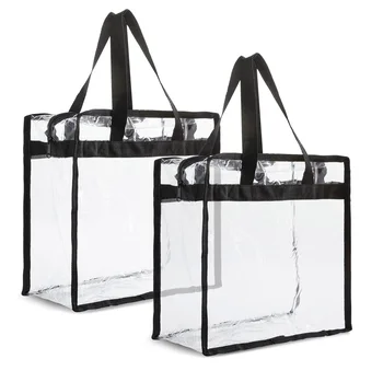 School Sporting Events Clear Stadium Approved Gym Bags Large Transparent PVC Tote Bags with Zippers and Handles for Concerts