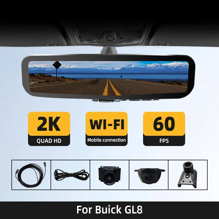 WEMAER 9.2 Inch Loop Recording Wifi GPS Carplay Streaming Rearview Mirror AHD 2K+1080P Touch Screen Dash Cam for Buick GL8