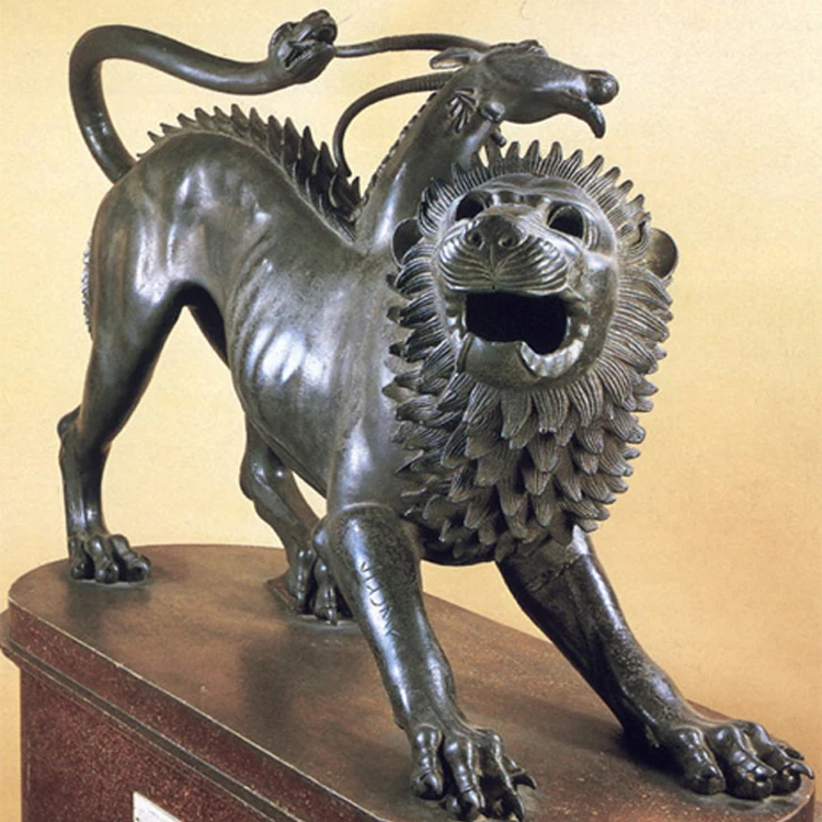 YOUFINE Garden Decor Classical Life Size Bronze Chimera of Arezzo Sculpture Etruscan Chimera Statue