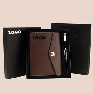 Custom Luxury A5 Notebook Gift Set Luxury Business Spiral Diary Planner with Logo PU Leather Magnetic Binding