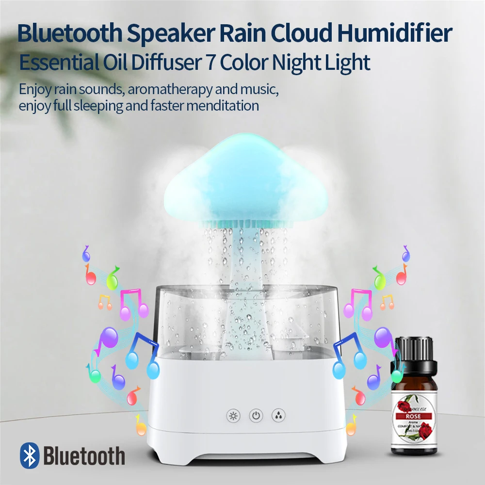 Customize Private Label Smart Music Player Rain Drop Sleep Aid Device Korean air Purifier Humidifier with Aroma Diffuser