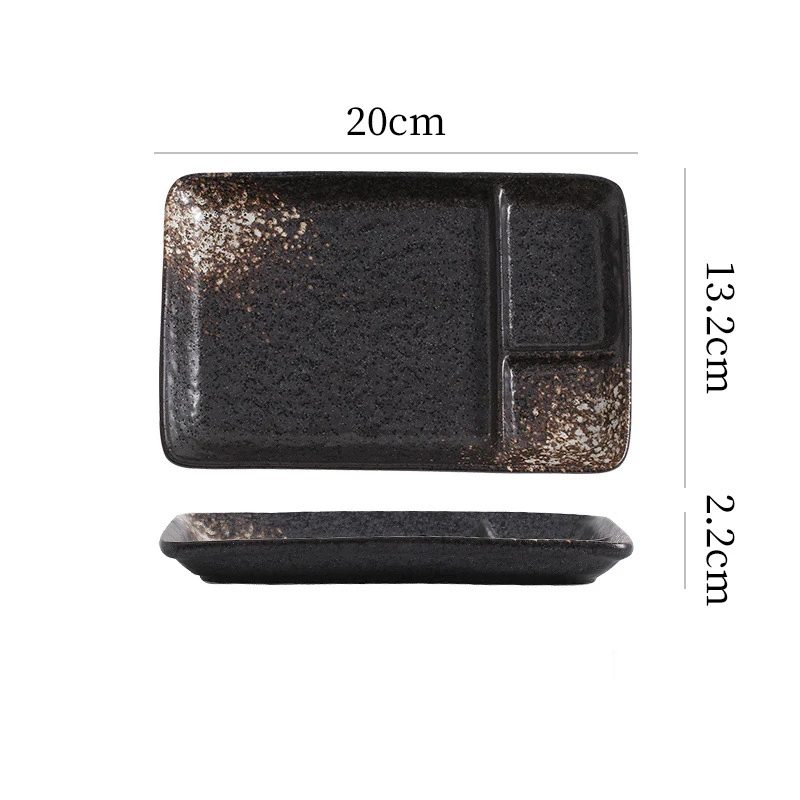 Rectangular 3 Compartment Divided Melamine Sushi Plate with Sauce Dipping for Japanese Restaurant