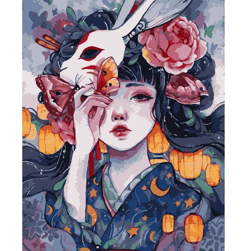 Custom Canvas Beautiful Girl Portrait Flower Landscape Picture Wall Decor Creative Gift DIY Oil Painting by Number for Kids