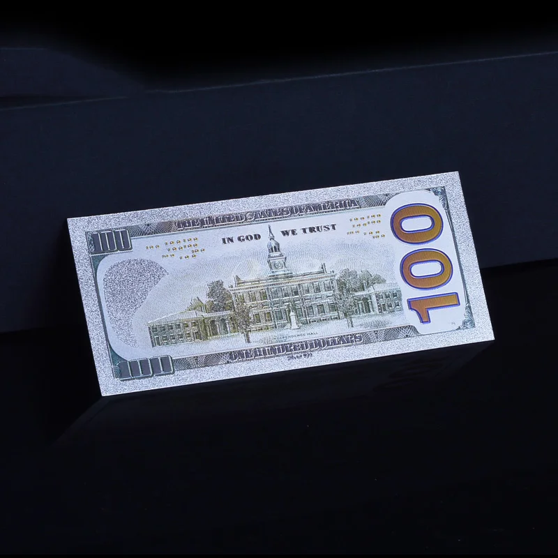 
 Wholesale Quality 100 Dollar Bill Silver Banknote New Design 100 Us Dollar Silver Foil Banknotes Custom pattern  