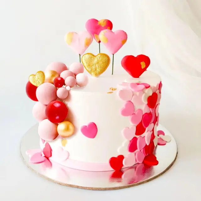 42 Pieces of Spherical Cake Decorations Mini Spherical Hearts for Wedding and Birthday Cake Decorations Custom Cup Cake Topper