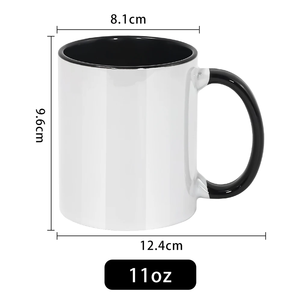 Wholesale 11oz Sublimation Ceramic White Mug With Inner Colored Handle