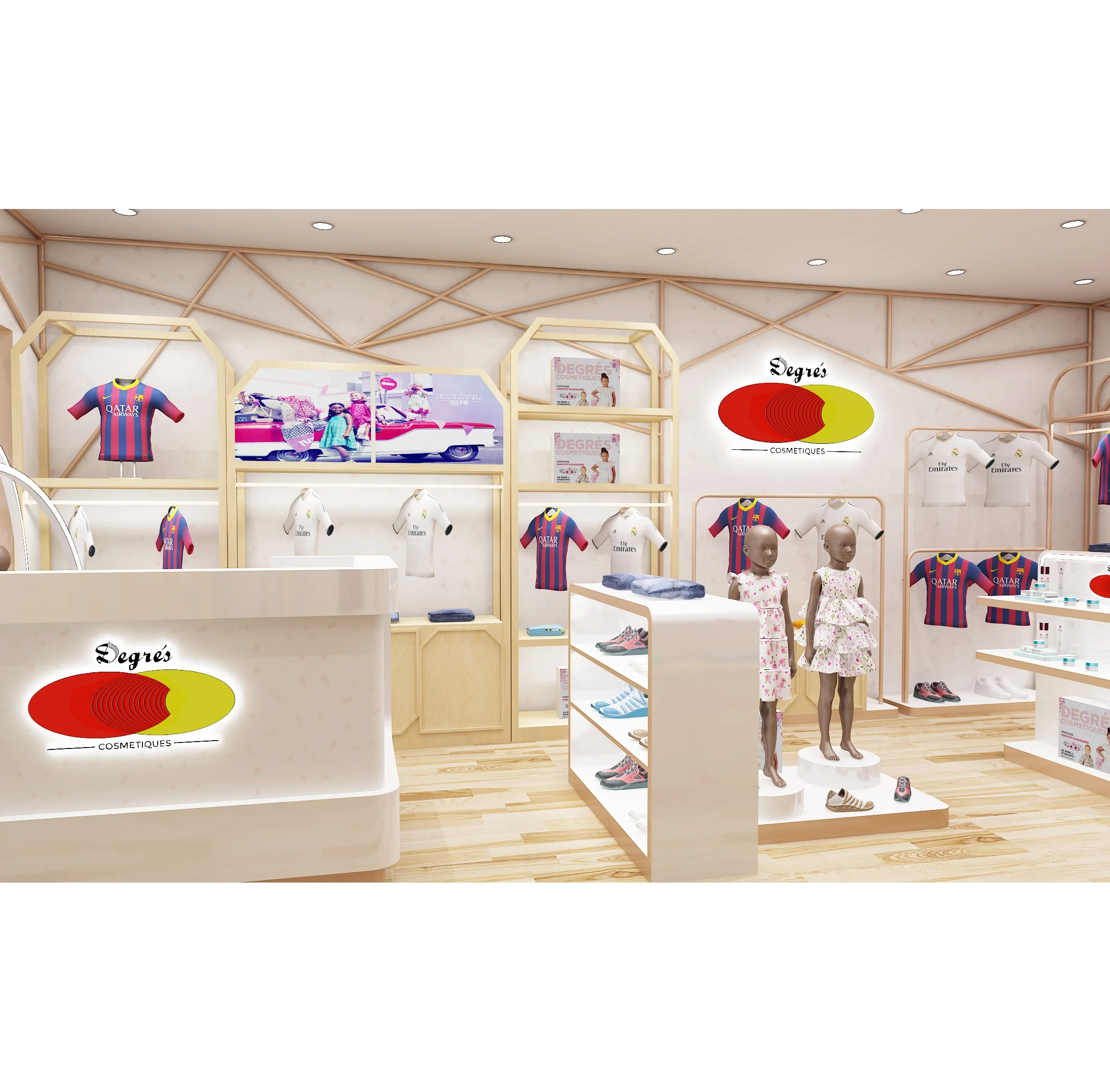 Витрина магазина детских товаров настенная витрина для одежды дизайн детской одежды магазин