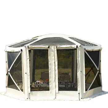 Customized Portable 6 Sides Gazebo Screen House Tent Double-Layer Oxford Fabric Fiberglass Aluminum Outdoor Use Middle-East