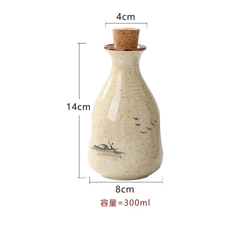 5 Pieces Japanese Sake Set 200ml Sake Bottle 50ml Saki Cup Set Traditional Hand Painted Design Porcelain Pottery Ceramic Soju Cups Sake Glasses (Blue Wise - View #7