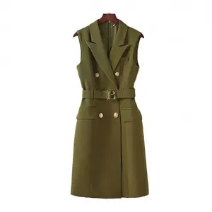 Women Office Clothing Ladies Bodycon Blazer and Dress Off Shoulder Show Slim With Gold Belt Elegant Casual Dress