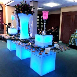 Led Hotel Dining Table Event Venue Wedding Catering Buffet Table Glow Furniture