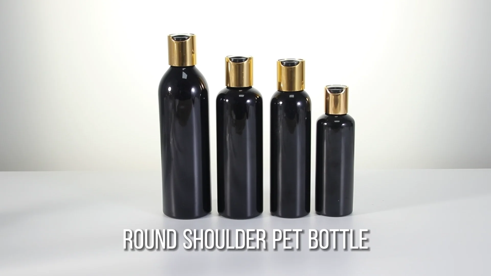 Black Round Shoulder Pet Plastic Bottle With Disc Lid For Skincare