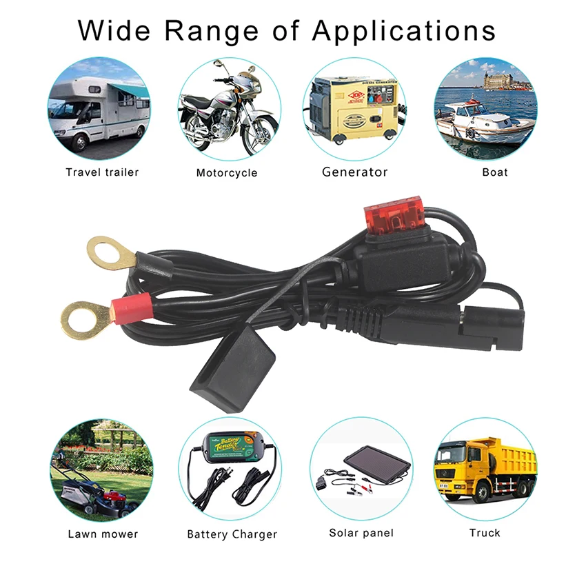 Sae To O Ring Terminal Harness Cable 16awg Motorcycle Battery Trickle ...