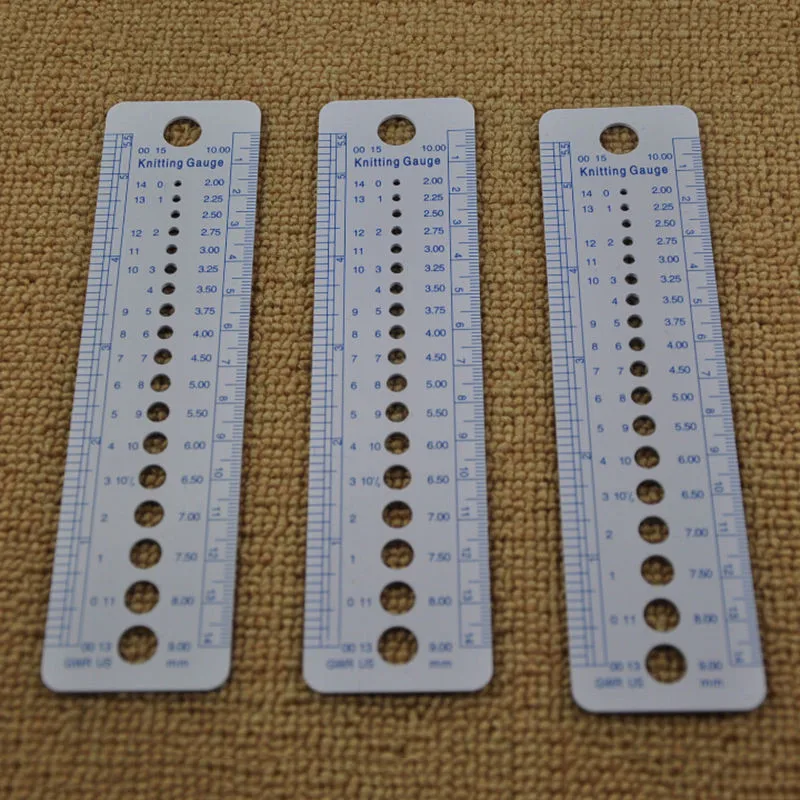 White 2-10mm 1pcs Knitting Needle Gauge Inch cm Ruler Tools for