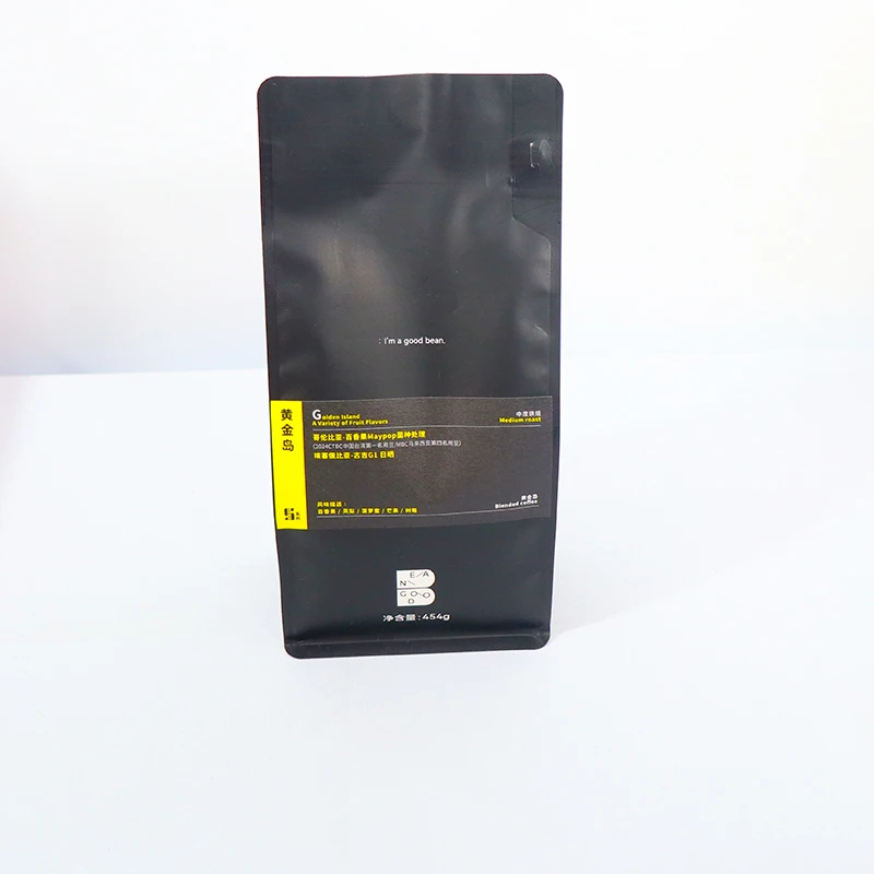 Custom Printed Coffee Packaging Zipper Bag Customized One-Way Valve for Food Use for Coffee Storage