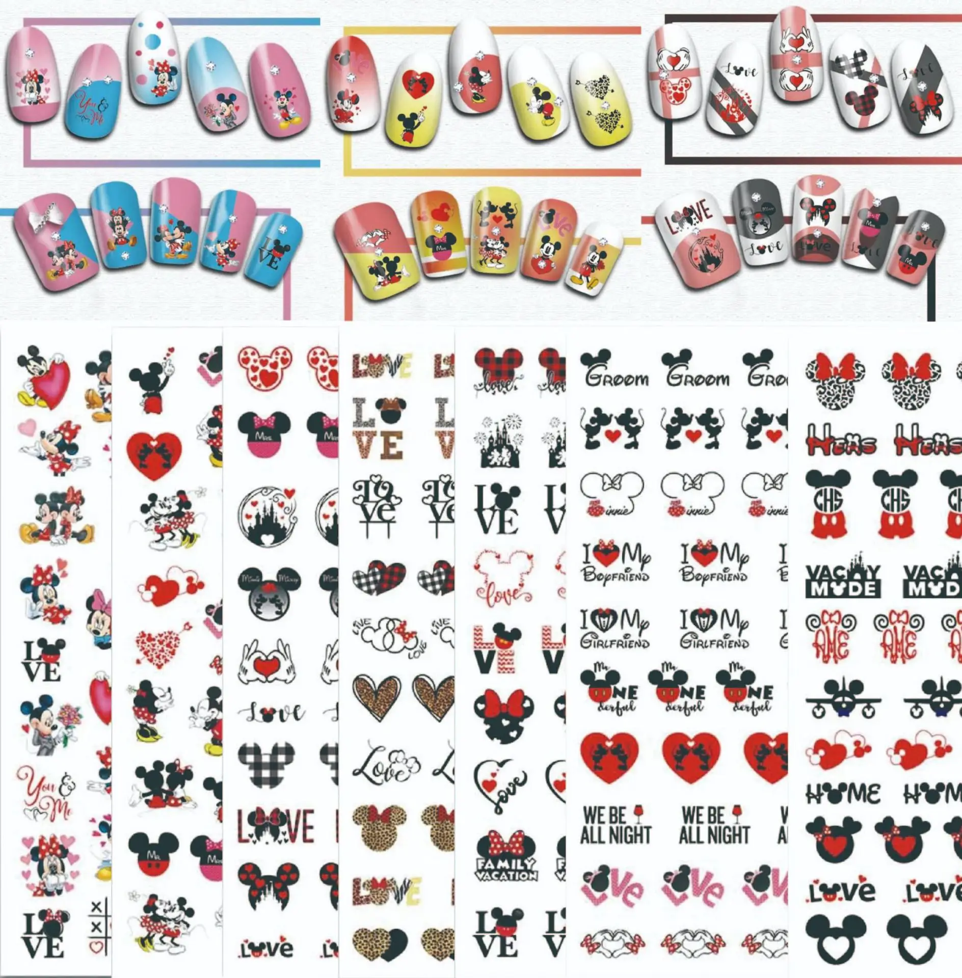 Nail Art Sticker Popular Cartoon Brand Mickey Mouse Nails For Manicure Back  Glue Decals For Design Foil Decoration - Stickers & Decals - AliExpress