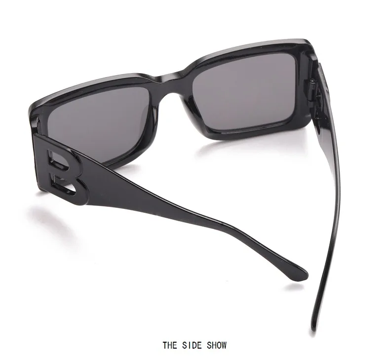 Onrtry Oversized Square Letter B Sunglasses for Women Men Fashion Black Thick Frame Large Sun Glasses