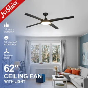 1stshine Ceiling Fan Black ABS Blades Dimmable LED Light High Airflow Big 62 Inches Ceiling Fan With Remote
