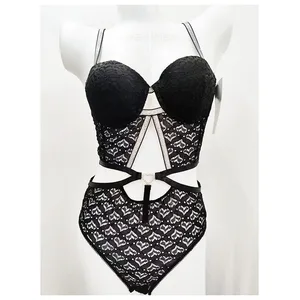 New Arrival Spandex Nylon Women Thong Panties Block Lace-up Women Nightwear Sexy Lingerie Set