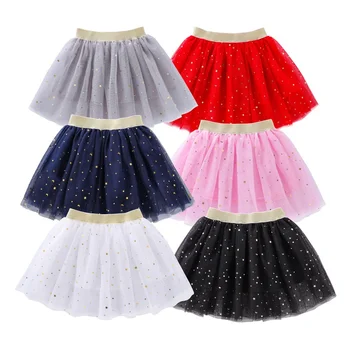 3-15 Years New Fashion Children's Skirt Girl Sequined Star 3 Layers Tutu Skirt High Quality Mesh Ballet Mini Tutu Skirt for Kid