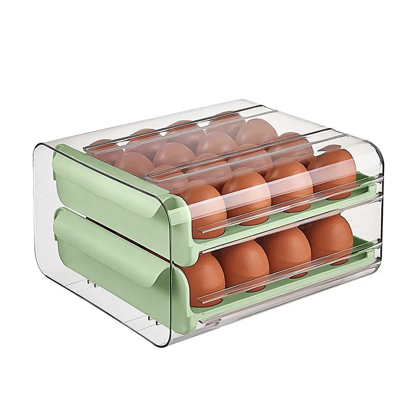 Plastic drain storage box Kitchen refrigerator drawer type egg carton Egg organizer box Food grade crisper box