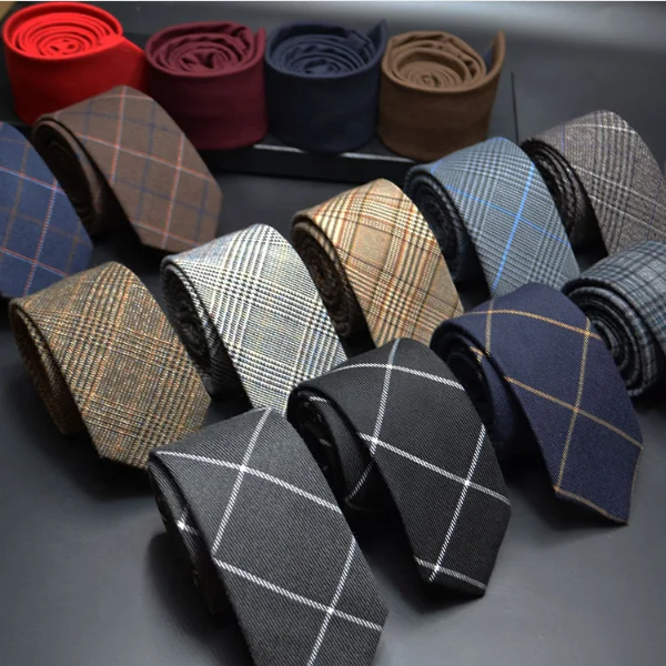
China Tie Manufacturer Luxury Cravate Linen Wool Blended Necktie Men Slim 6cm Tie 