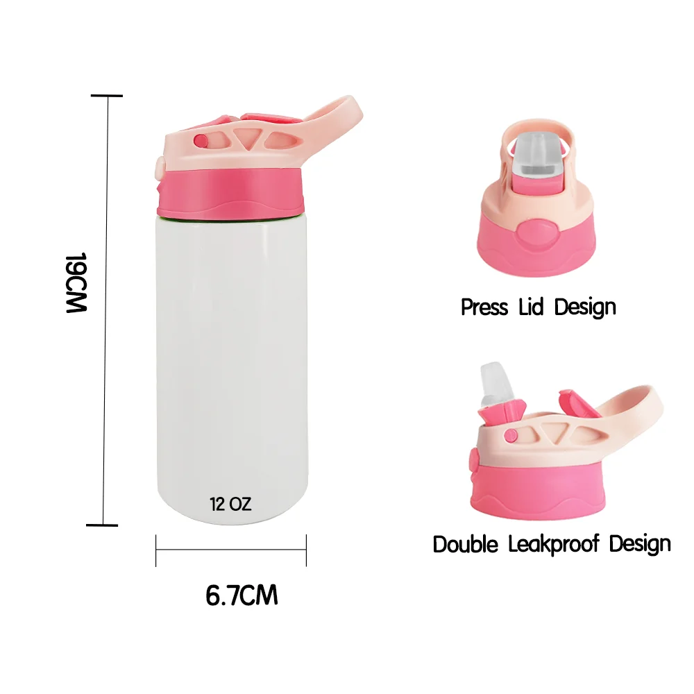 Free Shipping 12oz Customized Kids Water Bottles Straight Stainless ...