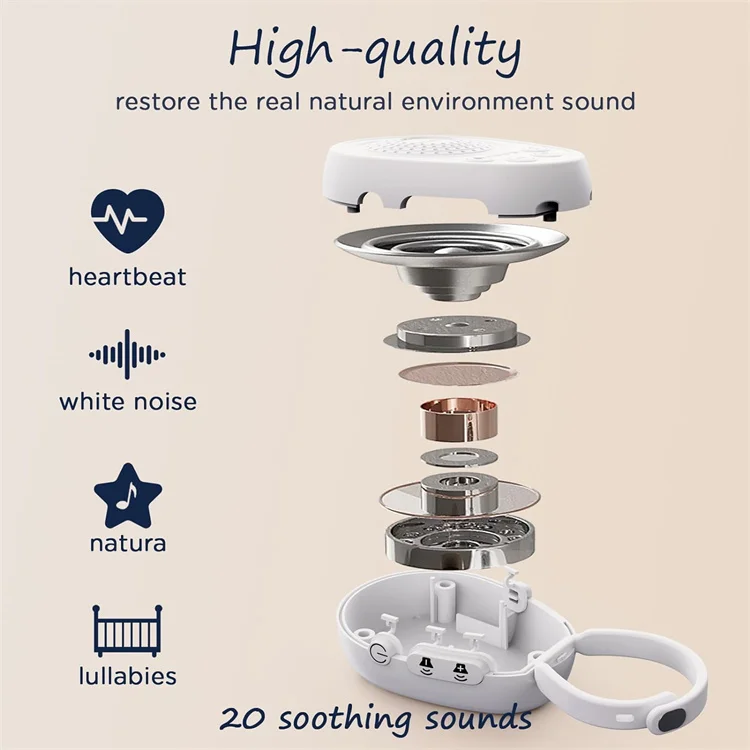 20 Soothing Sounds Only 74g Easy to Pocket and Travel White Noise Machine Mini Portable Sleeping Sound Machine for Adult