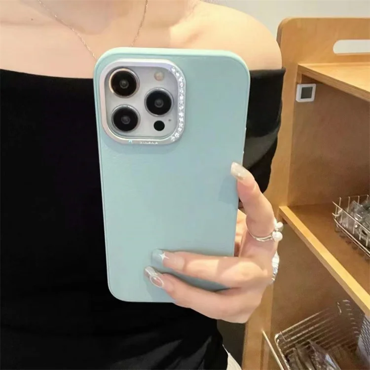 Custom LOGO Metal Lens Frame Shockproof Armor Leather Phone Case for iPhone 16 15 14 13 12 11 Pro Max