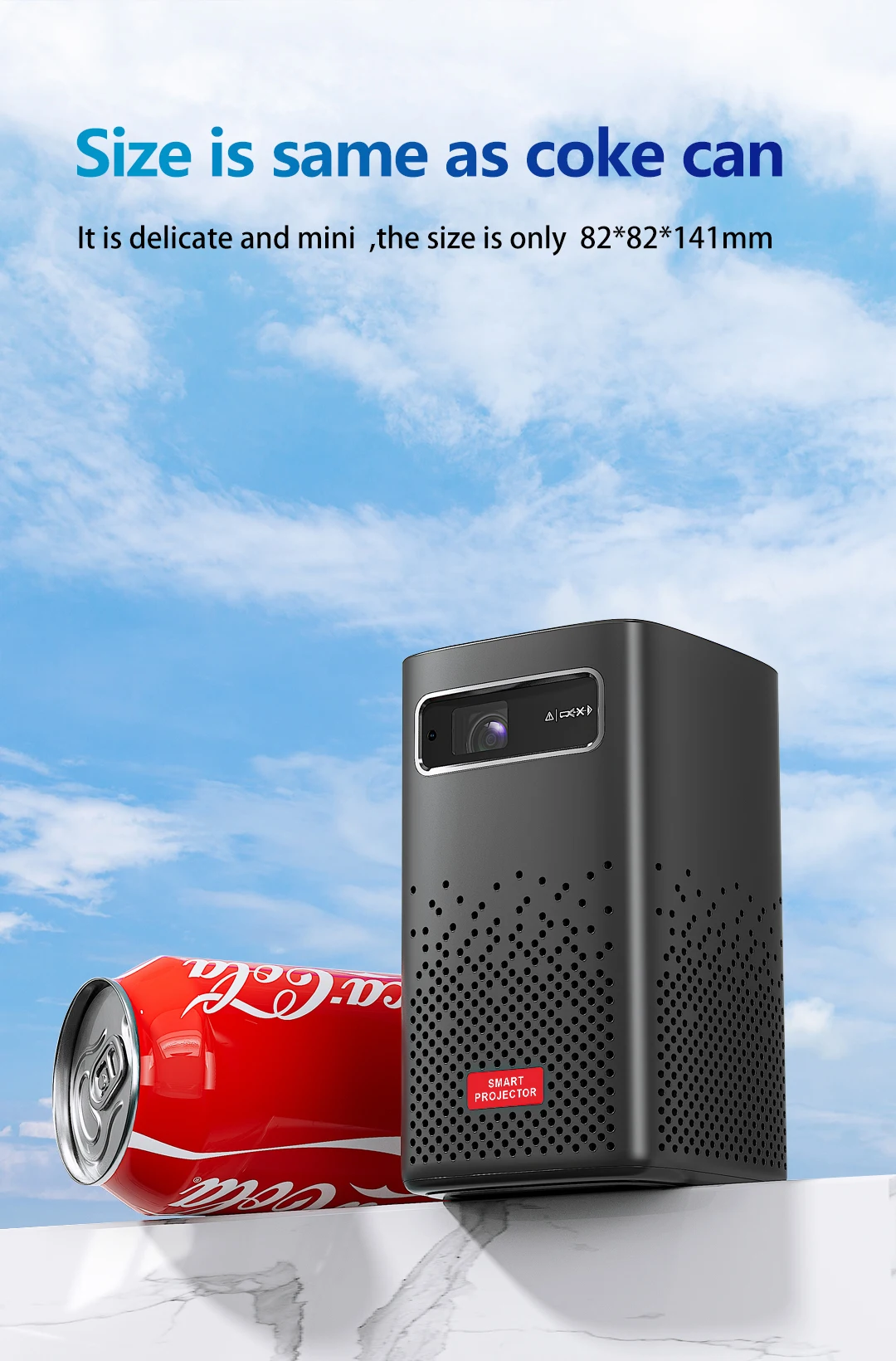 W&F M2 540P with Battery WIFI Display Android Video Projector for Smart Home 4K Portable Compact Projector