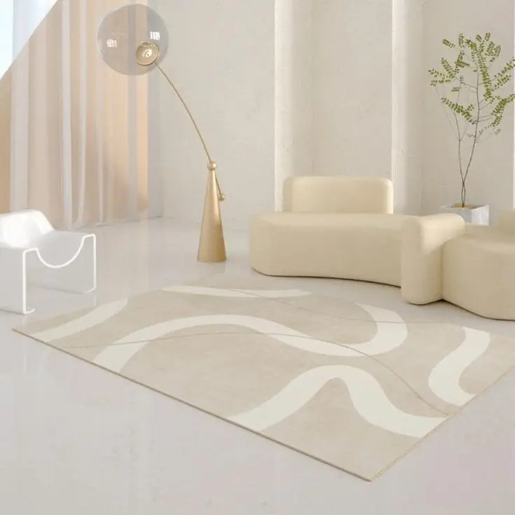 Custom Logo 3D Printed Factory Cheap Polyester Rugs Nordic Style Karpet High Quality Tapetes Para Sala Modern Line Alfombra