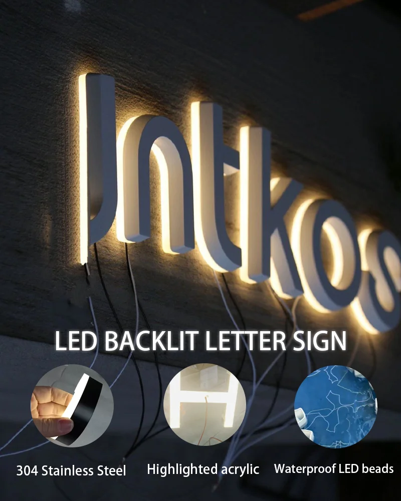 customized led backlit signage , logo signs , company logo name ...