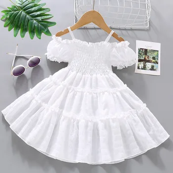 Wholesale Girls Party Dresses 2023 Summer Toddler Dresses Girls Puff Sleeves Dresses for Girls of 7 Years Old Children