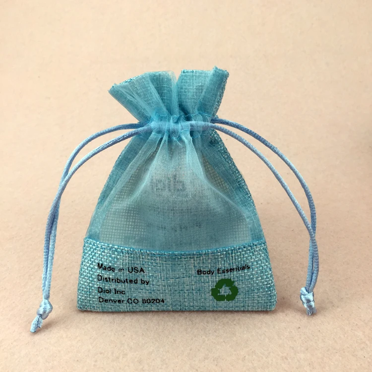 Custom Size Drawstring Burlap Jute Bags Pouch with Organza Window for Spice Perfume Storage Hemp Soap Bag Packaging