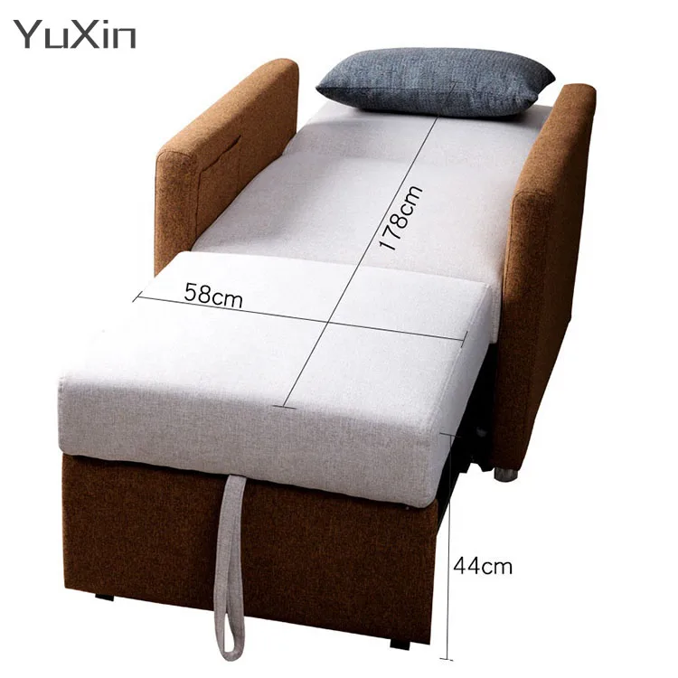 Modern 2-in-1 Single Folding Sofa Bed Chair Brown for Living Room or ...