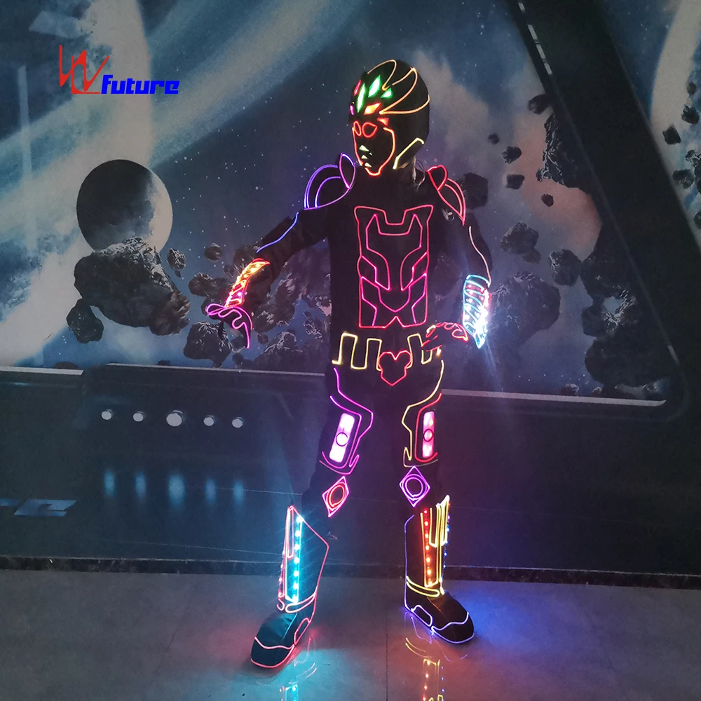 Vêtements futuristes programmables LED Robot Costume Fibre Optique Lumière  Tron Halloween Film LED Ironman Costume LED Costumes